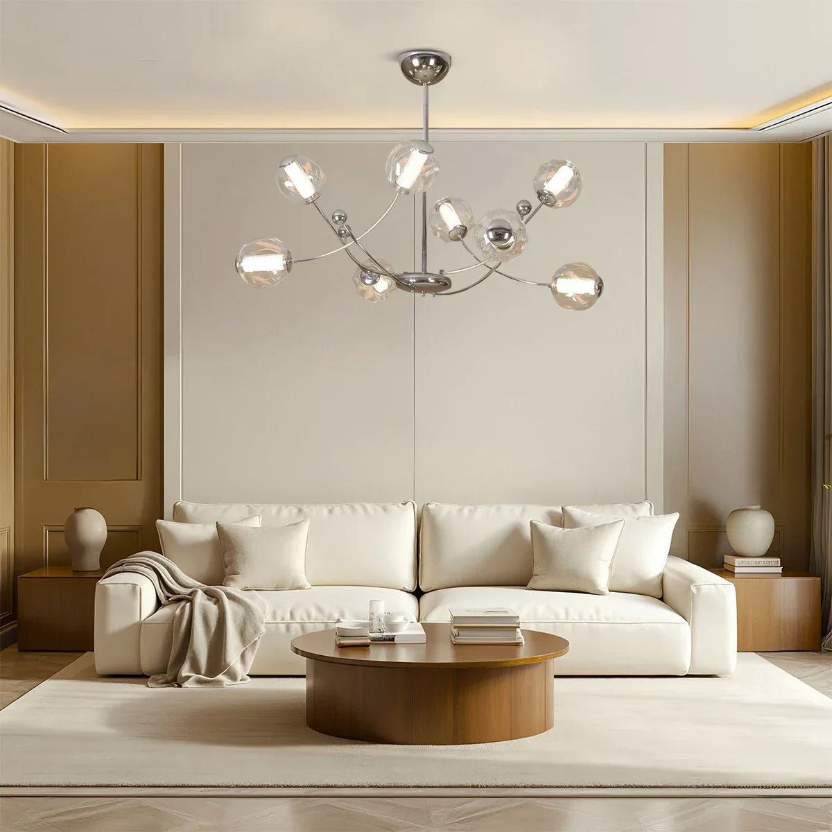 flairel French Minimalist Glass Ball Chandelier