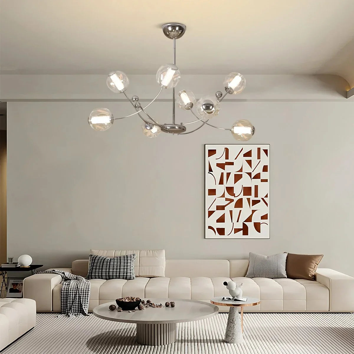 flairel French Minimalist Glass Ball Chandelier