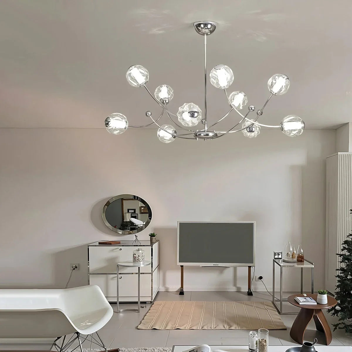 flairel French Minimalist Glass Ball Chandelier