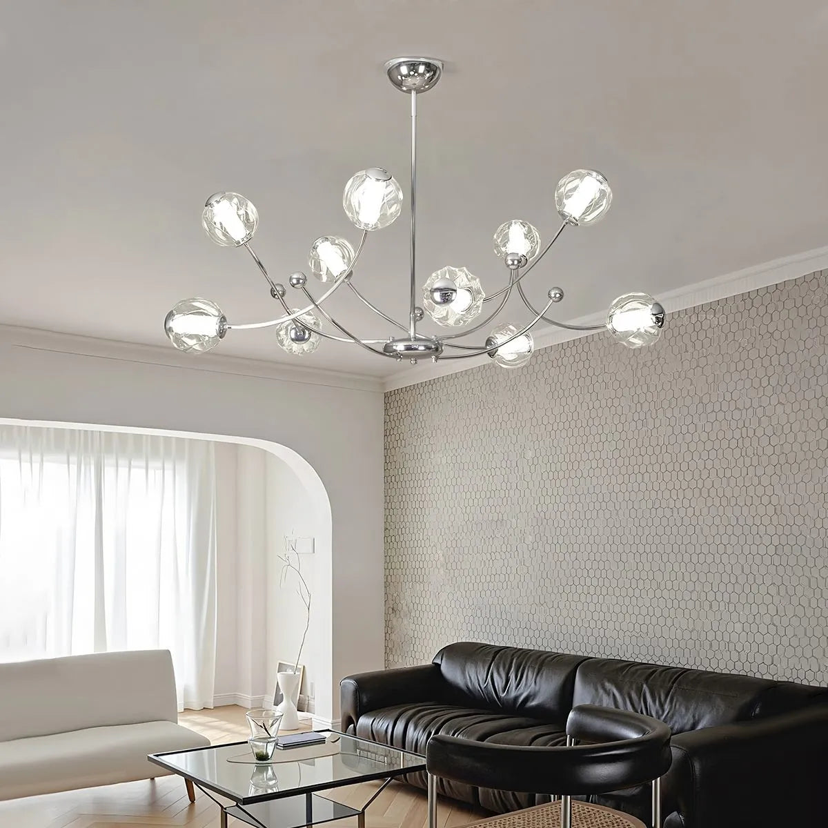 flairel French Minimalist Glass Ball Chandelier