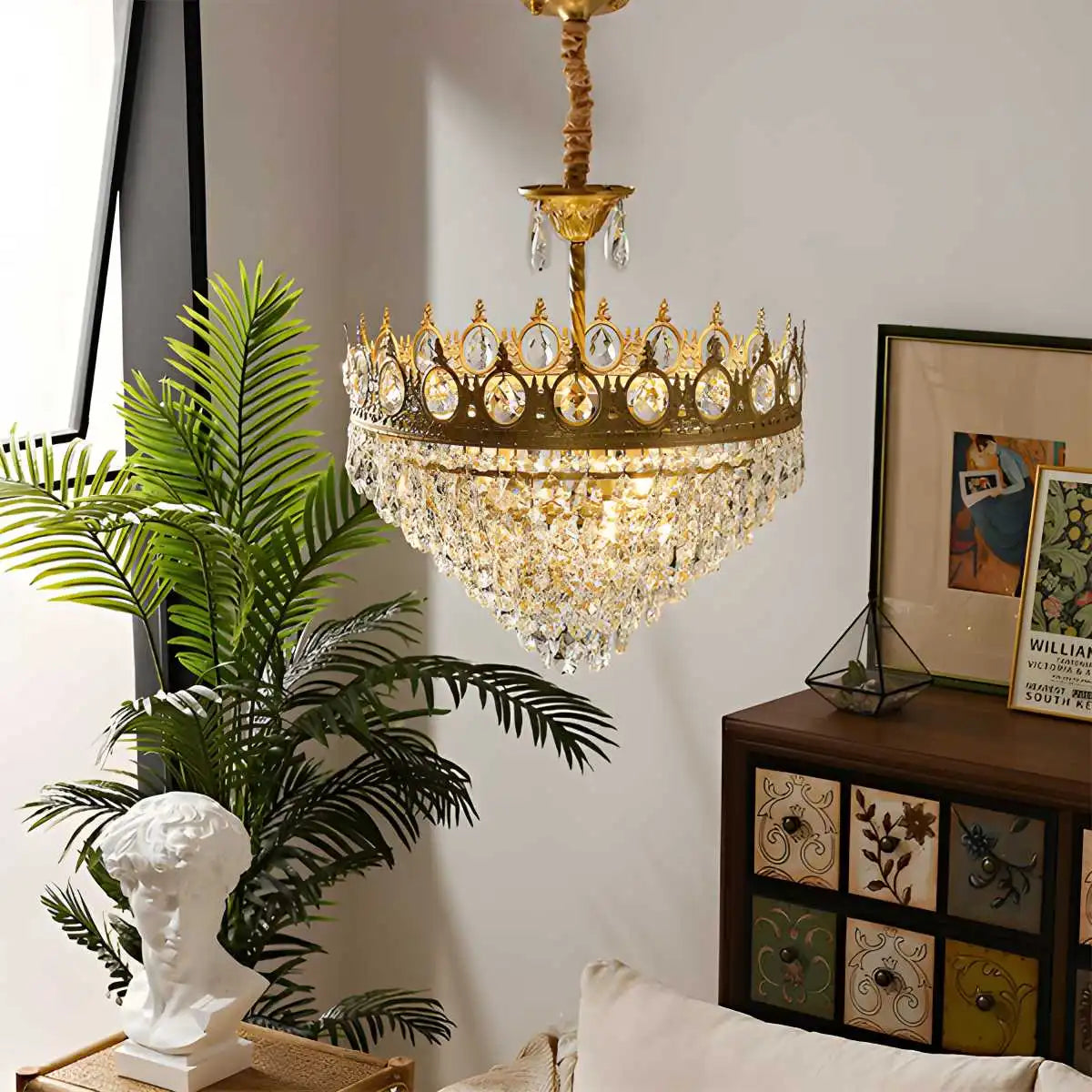 flairel French Retro Crystal Chandelier for Dining Room