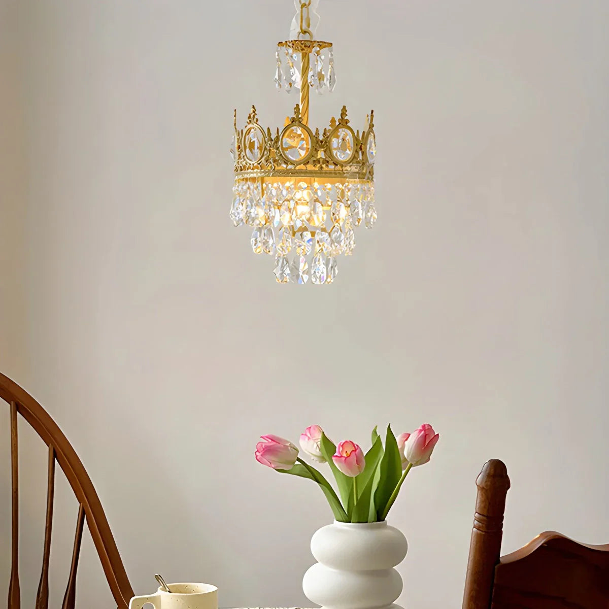 flairel French Retro Crystal Chandelier for Dining Room