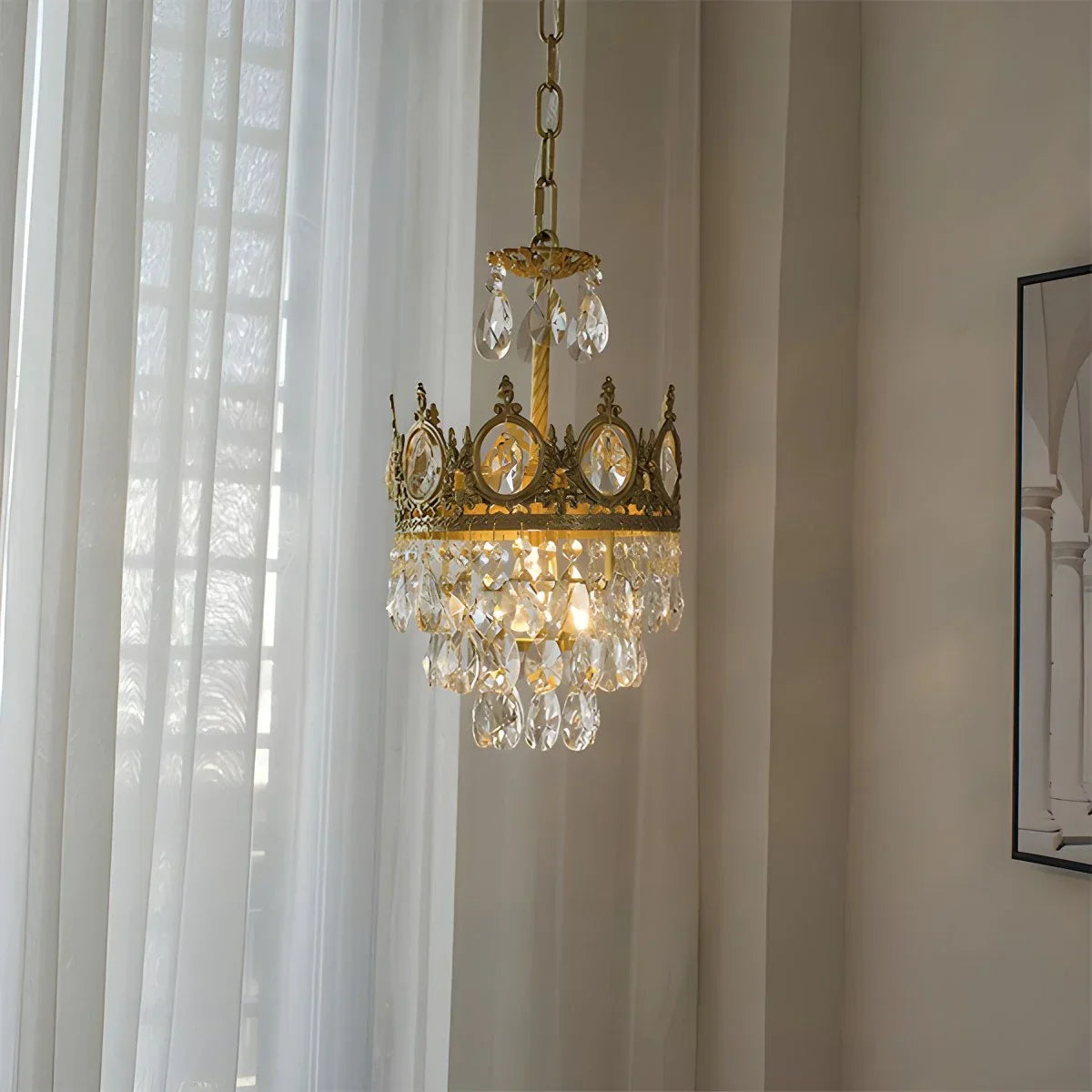 flairel French Retro Crystal Chandelier for Dining Room
