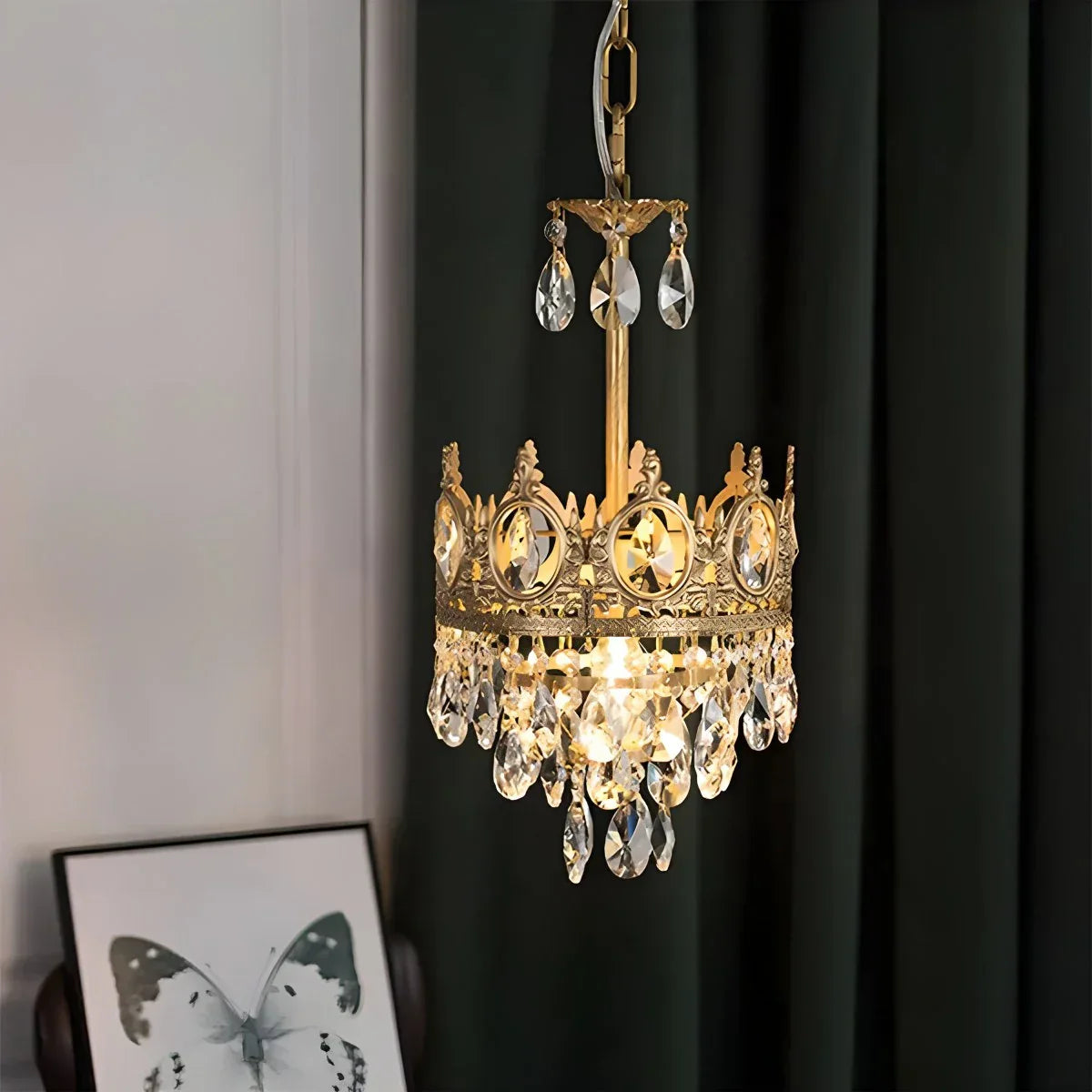 flairel French Retro Crystal Chandelier for Dining Room