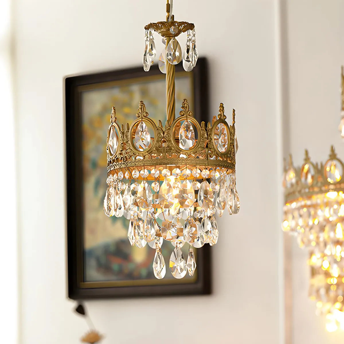 flairel French Retro Crystal Chandelier for Dining Room