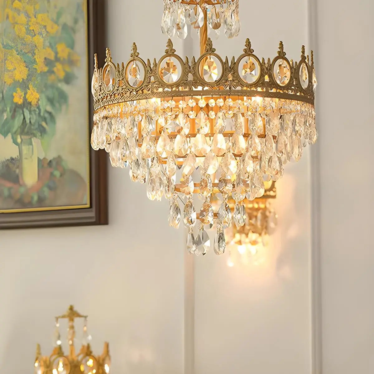 flairel French Retro Crystal Chandelier for Dining Room