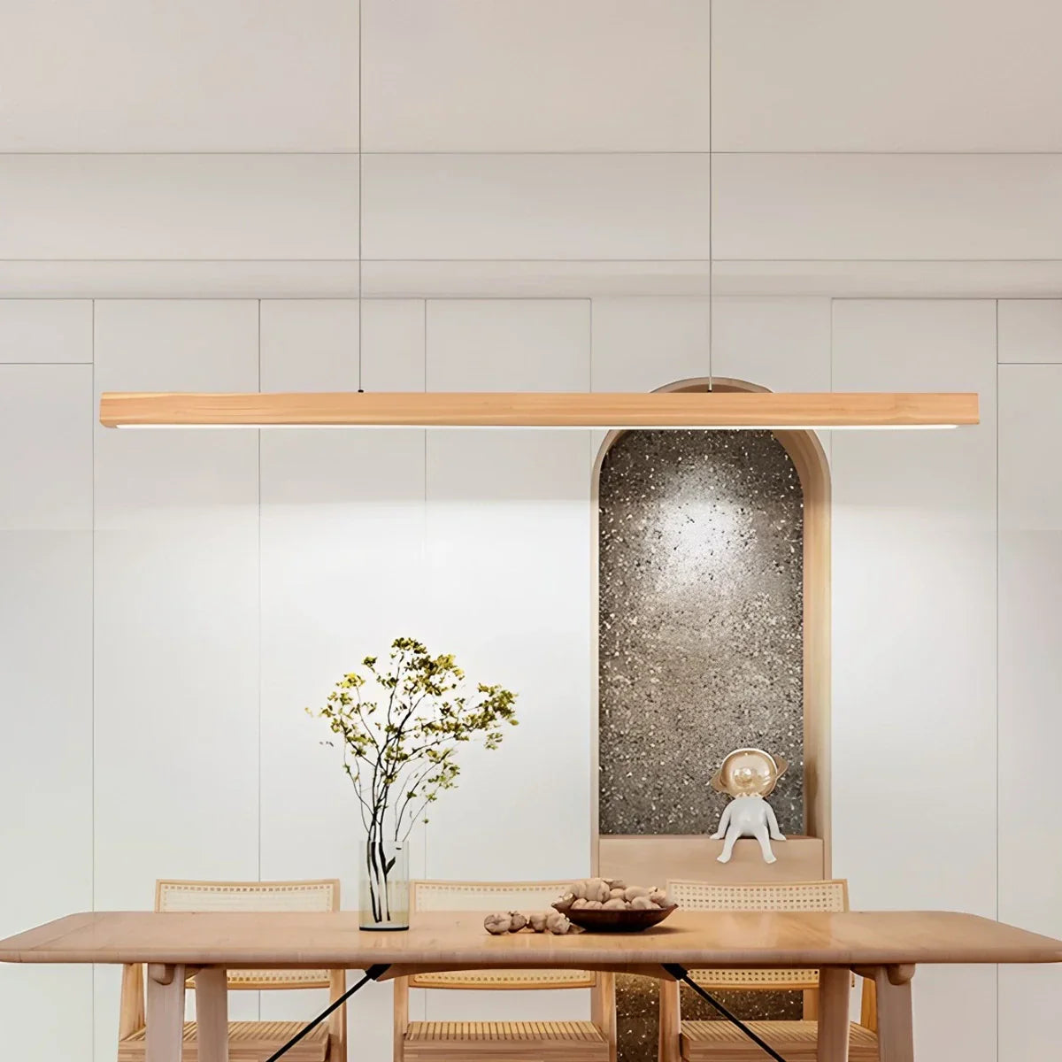 flairel Fulbert Linear Wooden Pendant Light for Kitchen