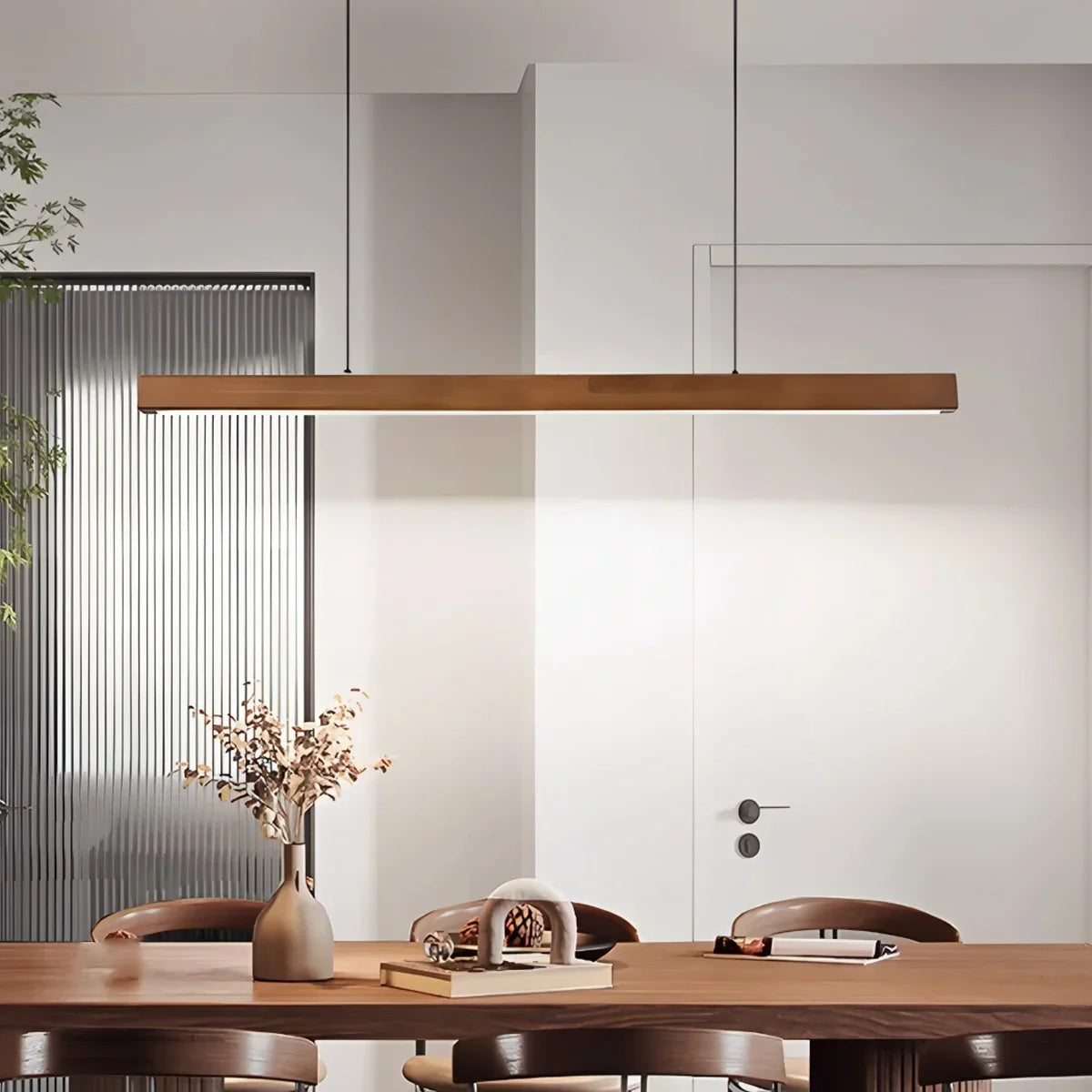 flairel Fulbert Linear Wooden Pendant Light for Kitchen