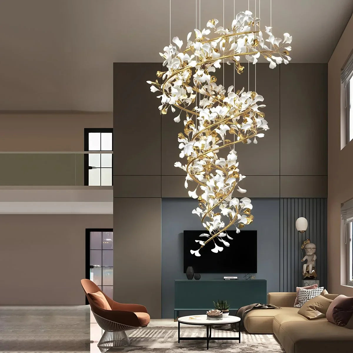 flairel Ginkgo Chandelier Q for High Ceiling