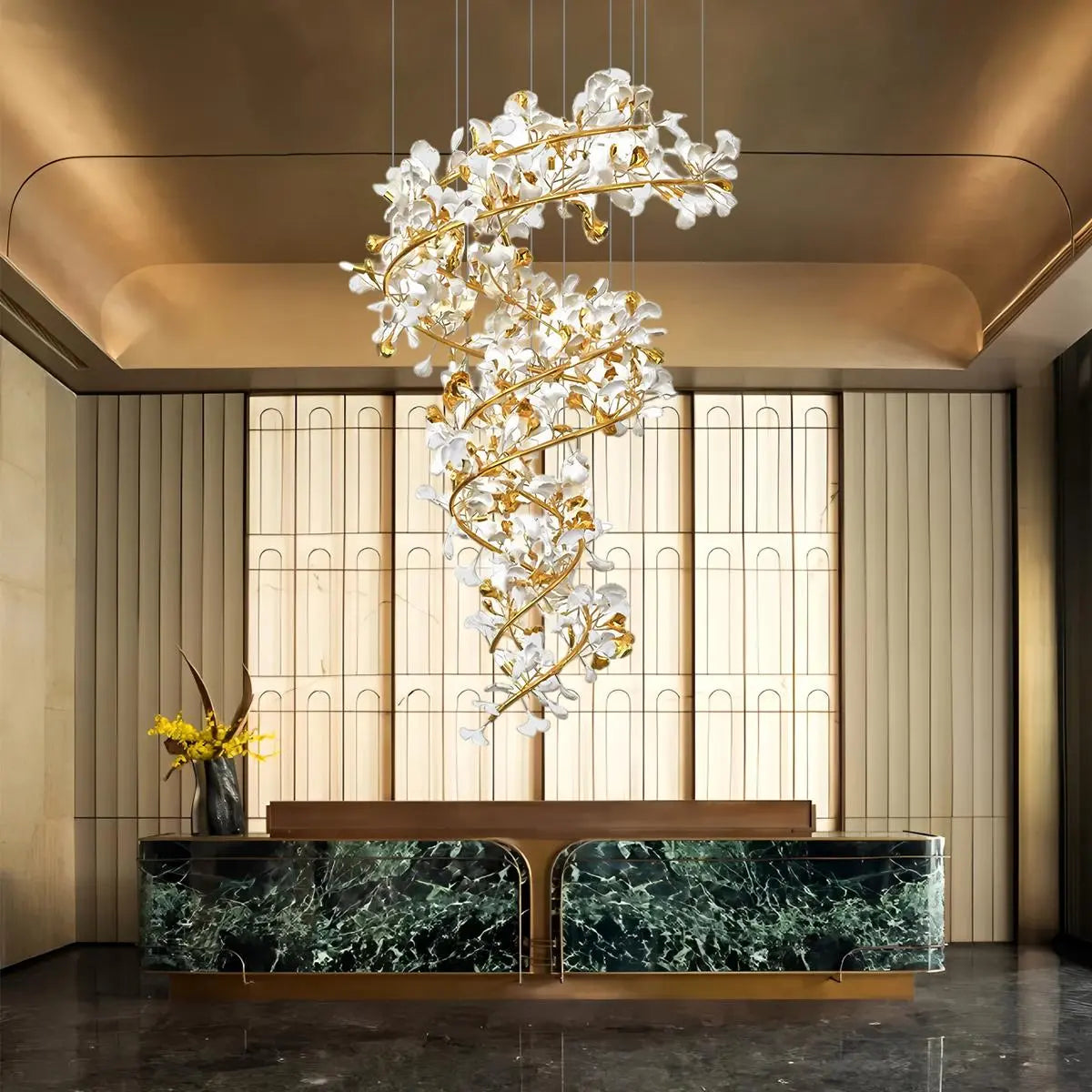 flairel Ginkgo Chandelier Q for High Ceiling