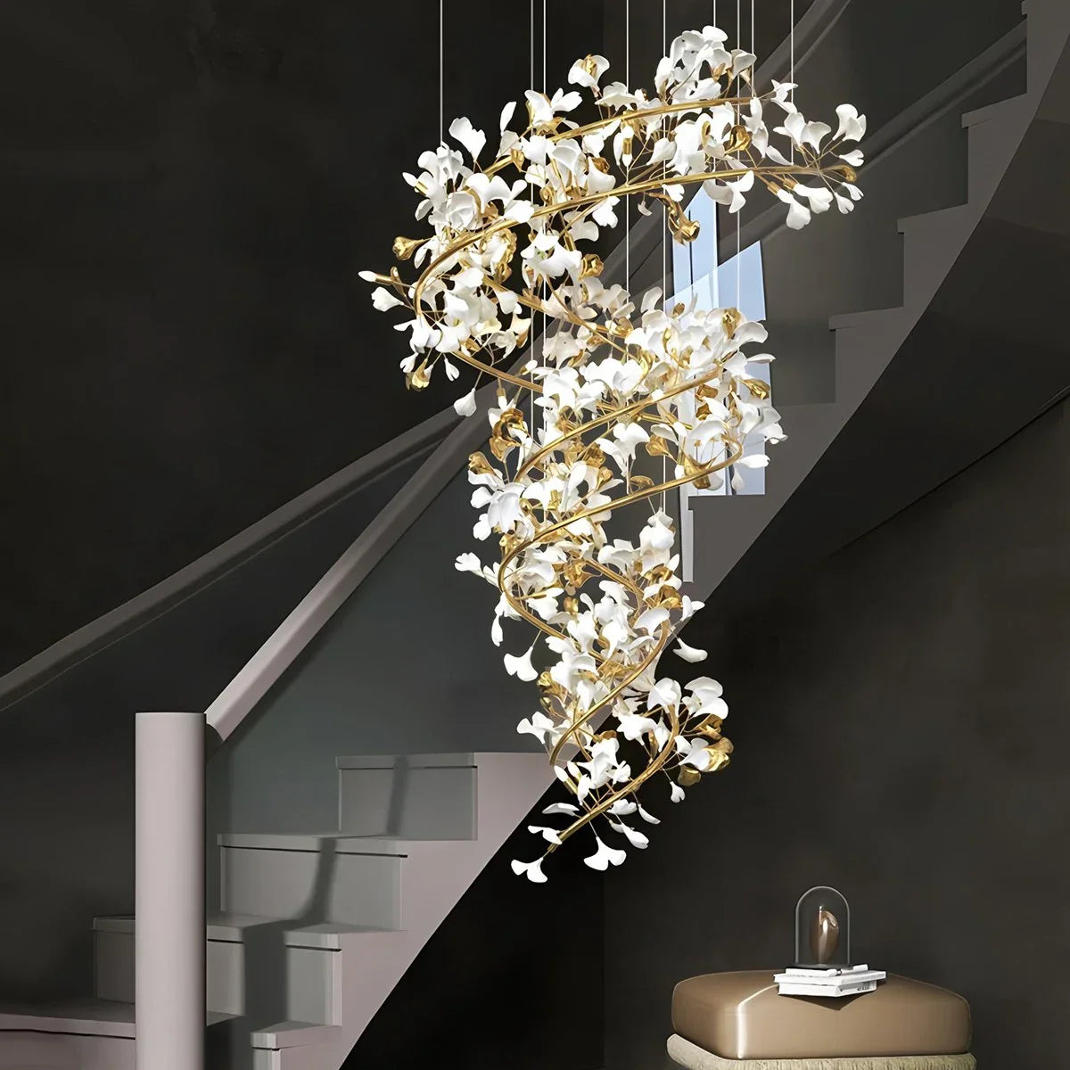 flairel Ginkgo Chandelier Q for High Ceiling