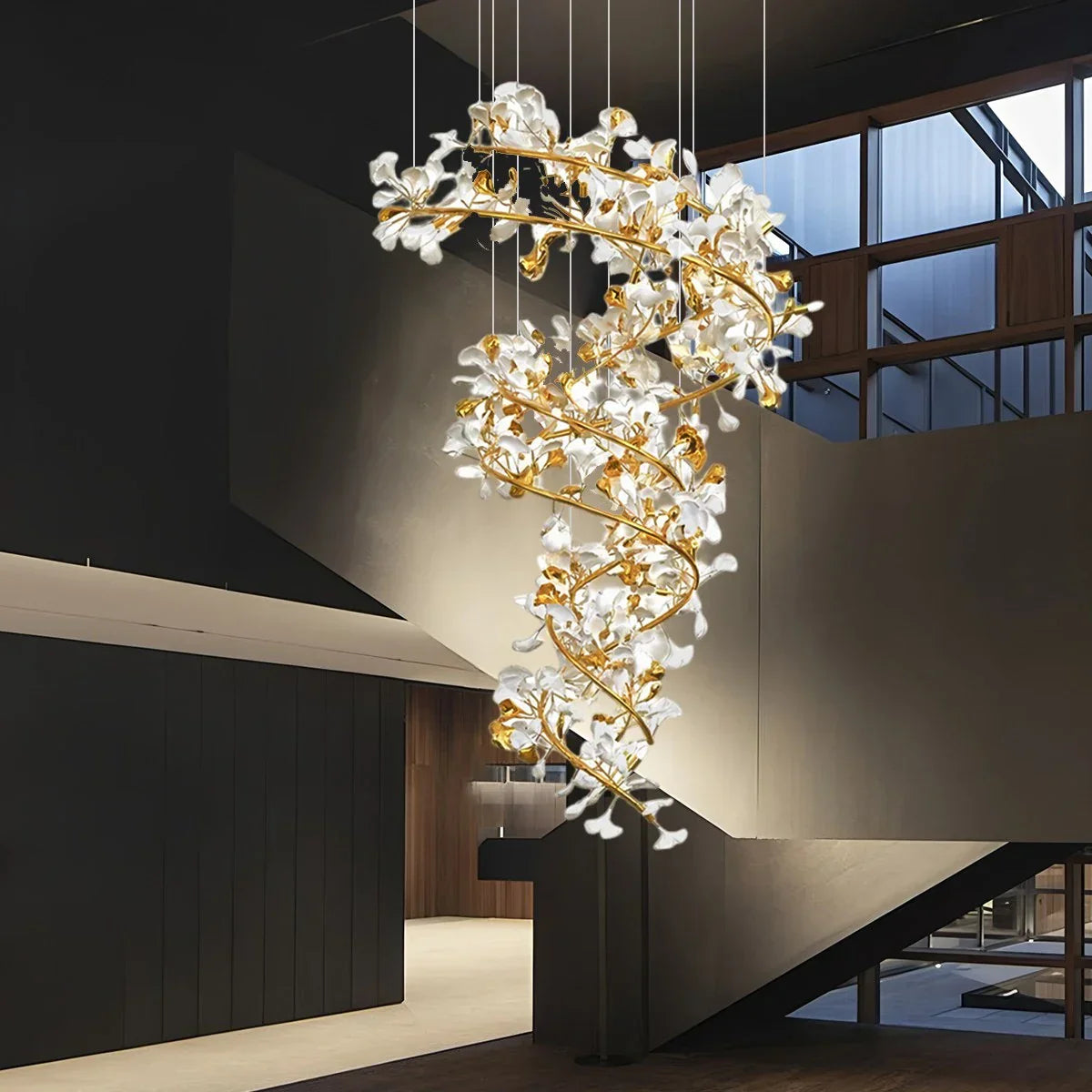 flairel Ginkgo Chandelier Q for High Ceiling