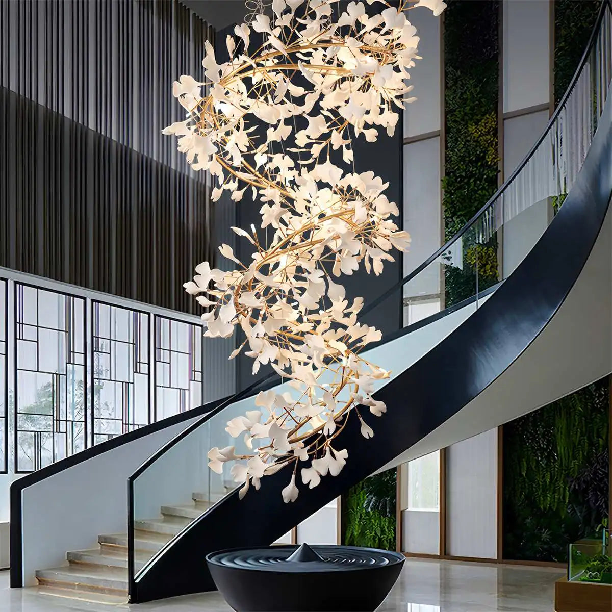 flairel Ginkgo Chandelier Q for High Ceiling