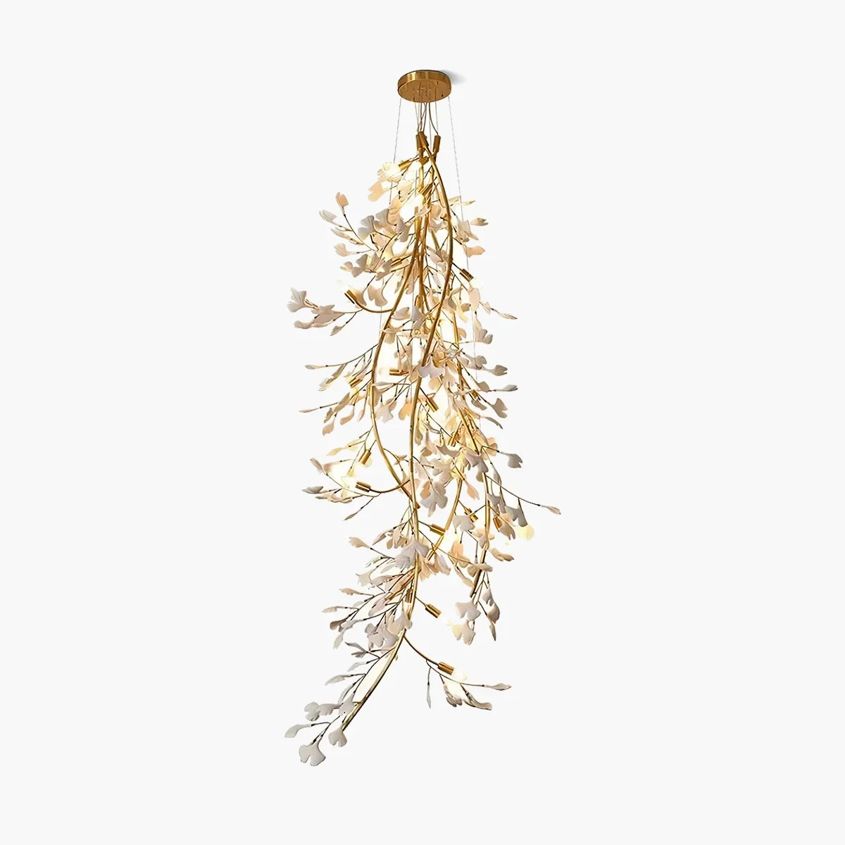 flairel Ginkgo Long Branch Chandelier for High Ceiling