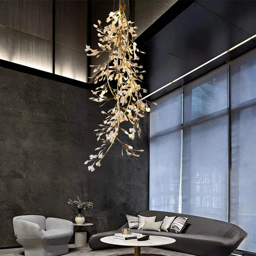 flairel Ginkgo Long Branch Chandelier for High Ceiling
