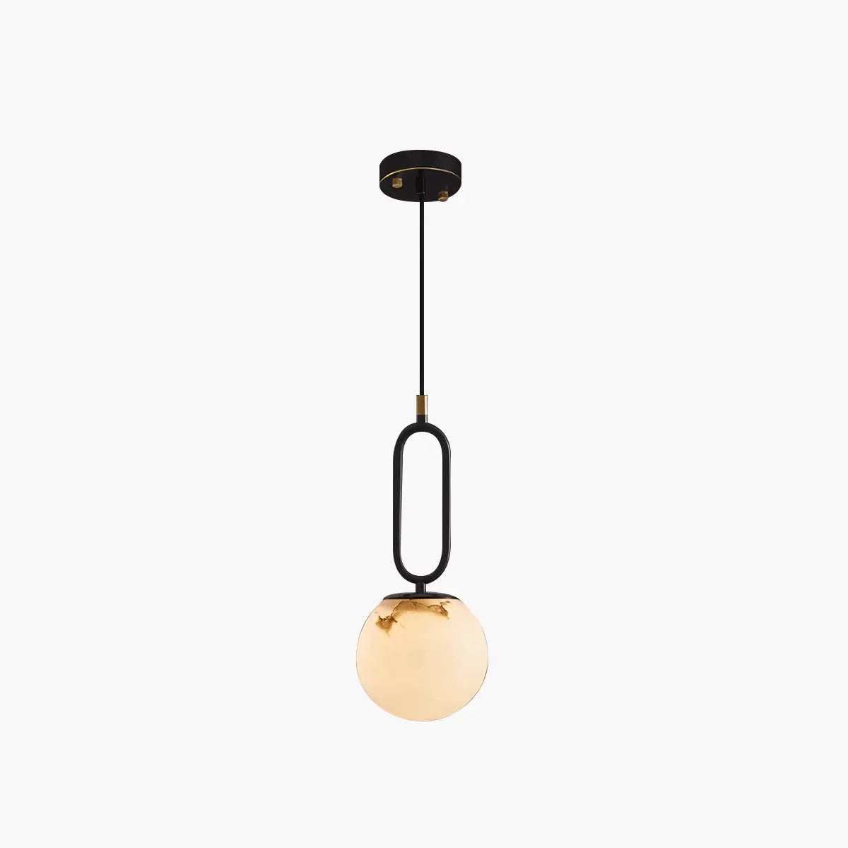 flairel Gong Alabaster Globe Pendant Light for Bedroom