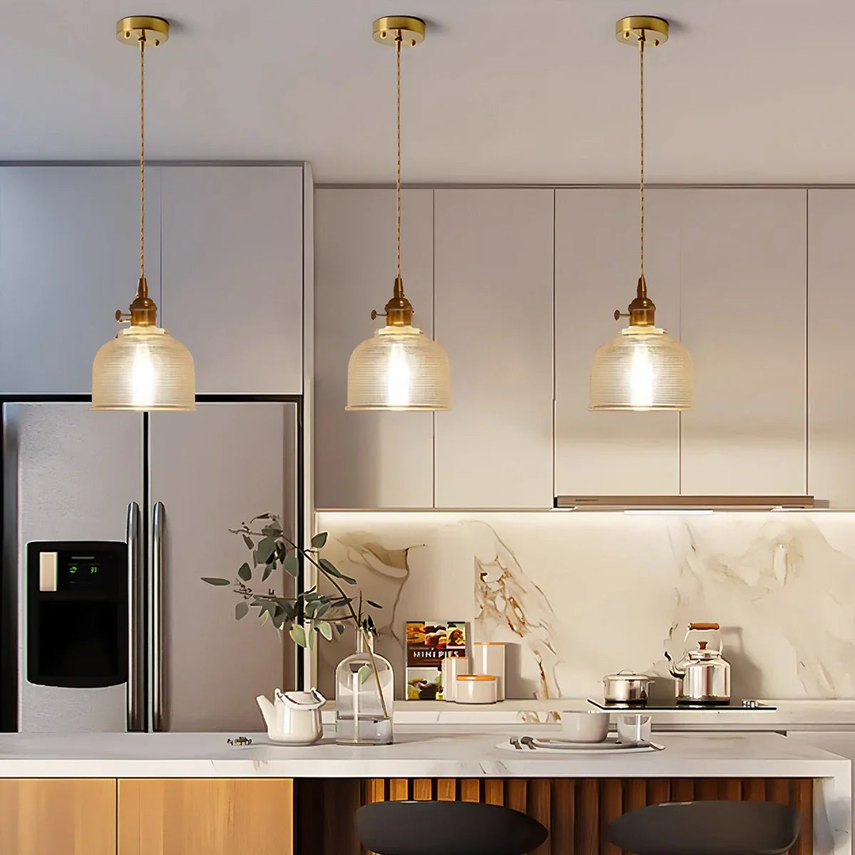 flairel Isabel Glass Pendant Light for Kitchen Island