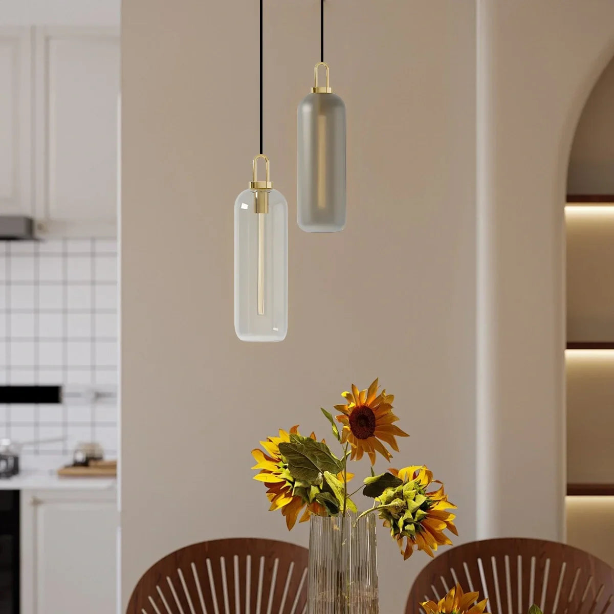 flairel Kanani Frosted Glass Pendant Light for Kitchen