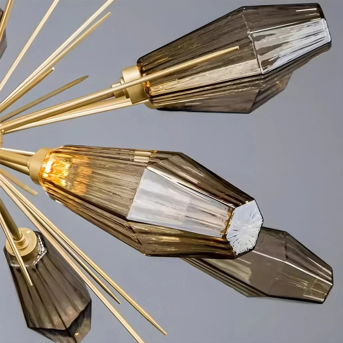 flairel Kristal Rock Glass Chandelier for Dining Room