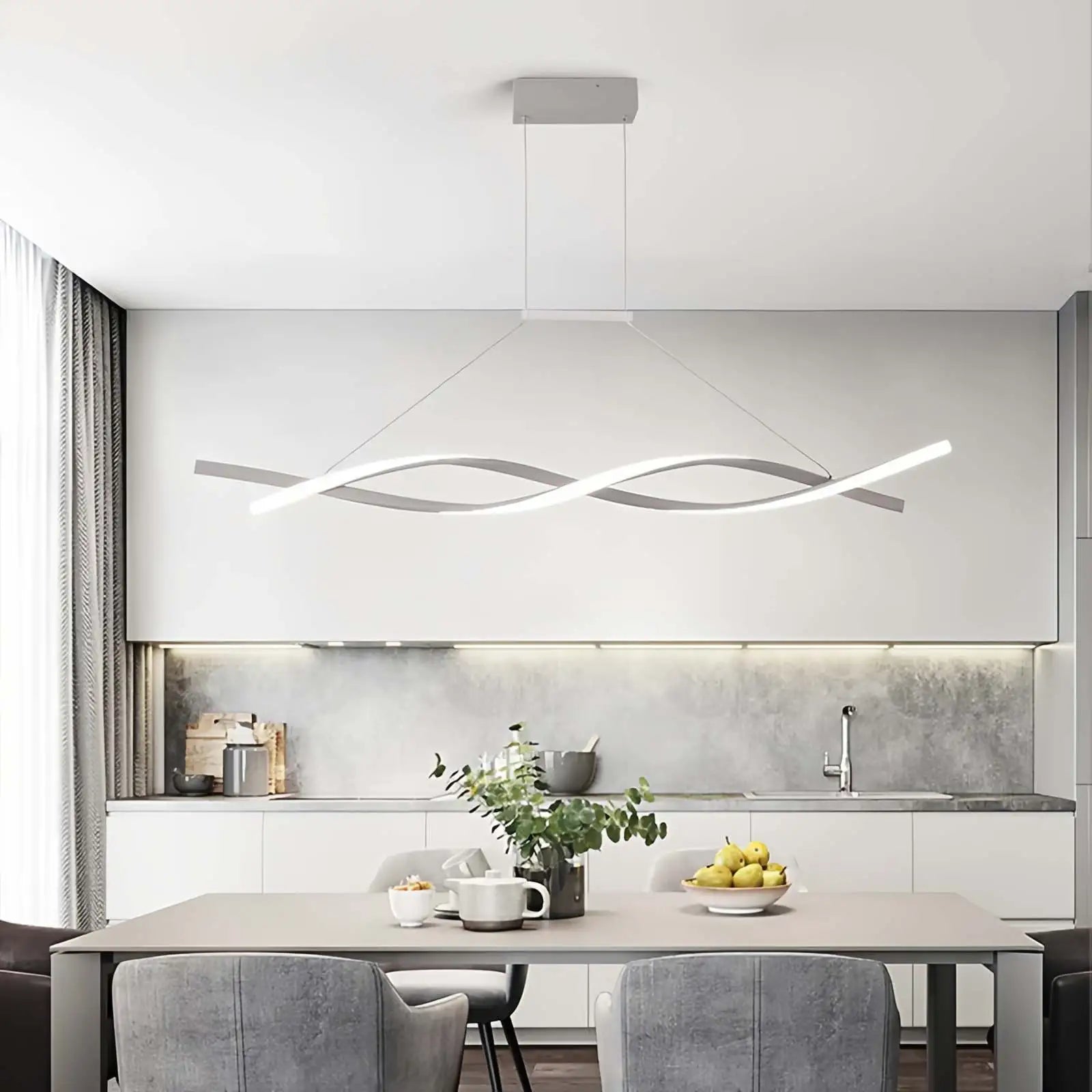 flairel LED Linear Wave Chandelier for Dining Room