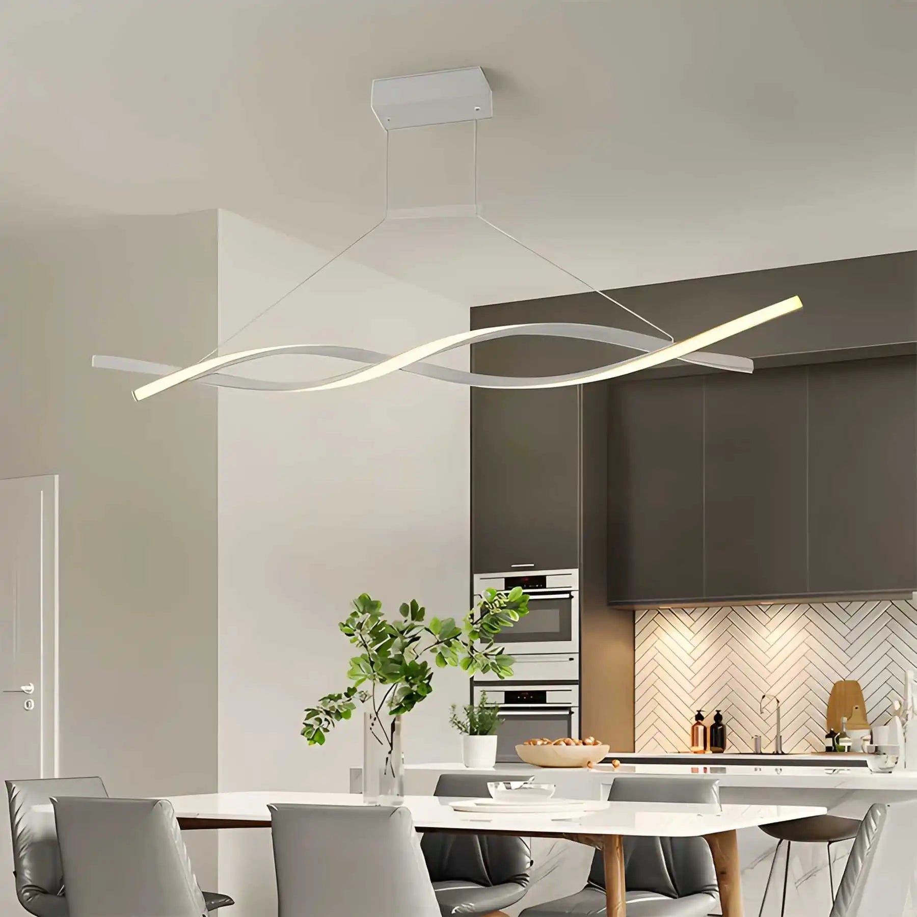 flairel LED Linear Wave Chandelier for Dining Room