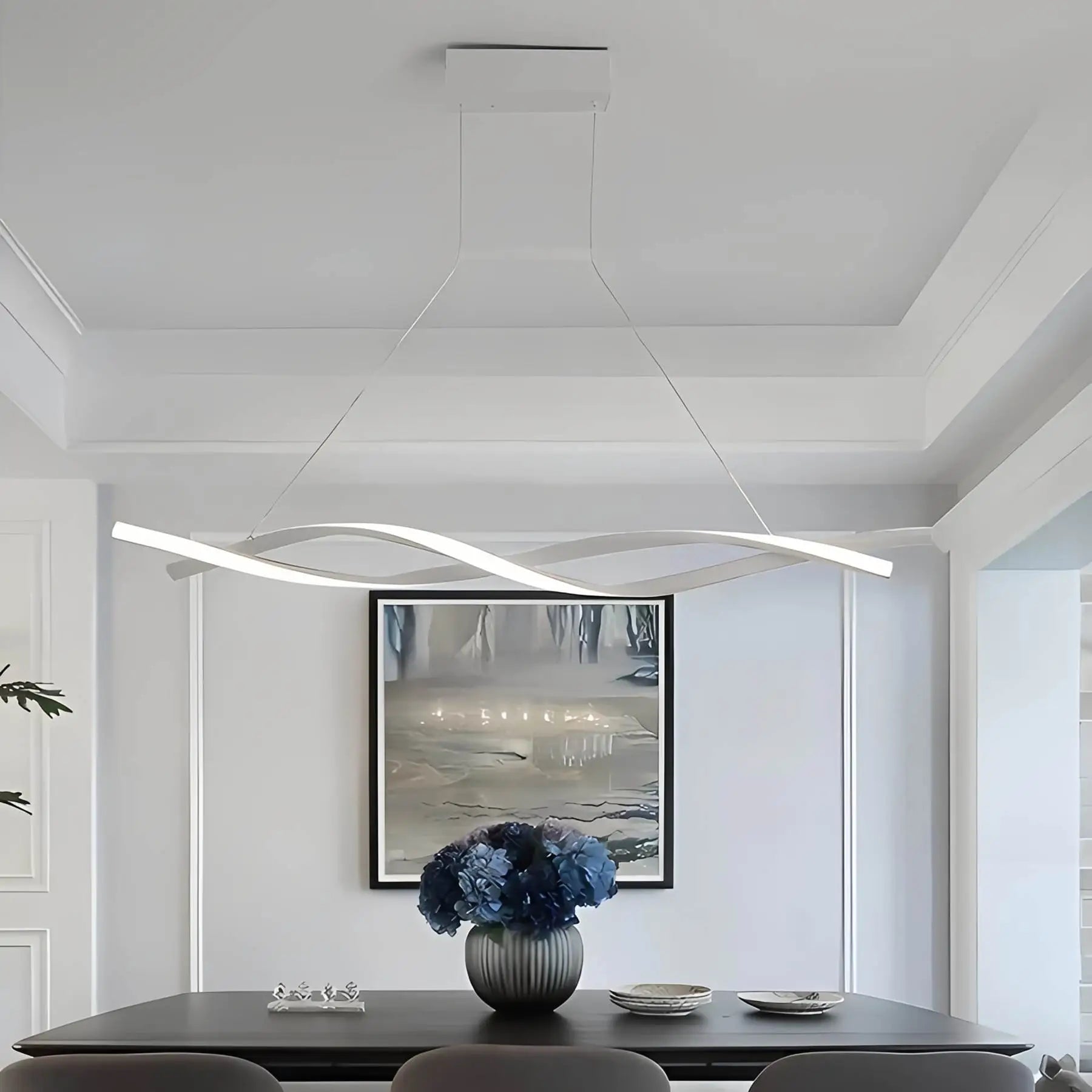 flairel LED Linear Wave Chandelier for Dining Room