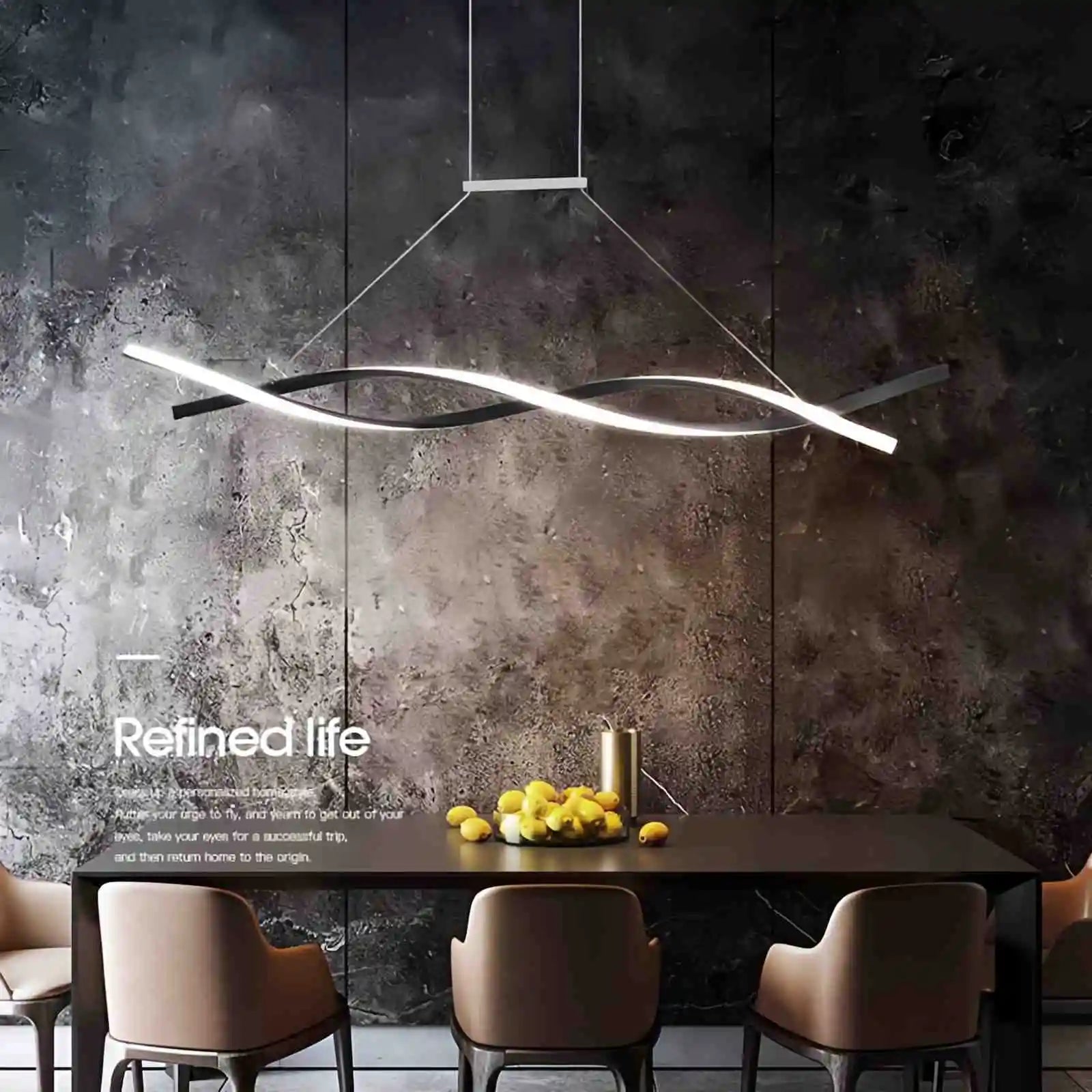 flairel LED Linear Wave Chandelier for Dining Room