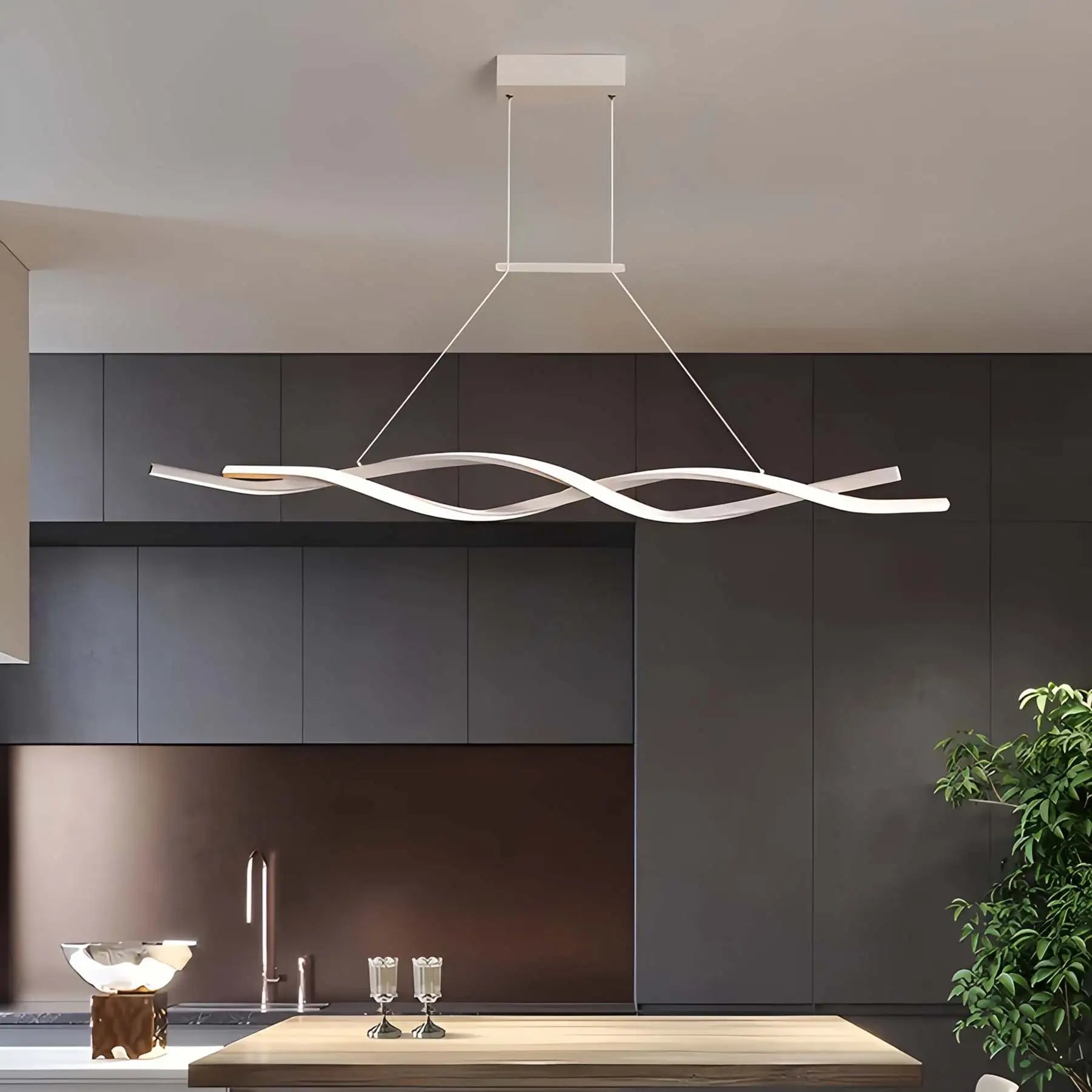 flairel LED Linear Wave Chandelier for Dining Room
