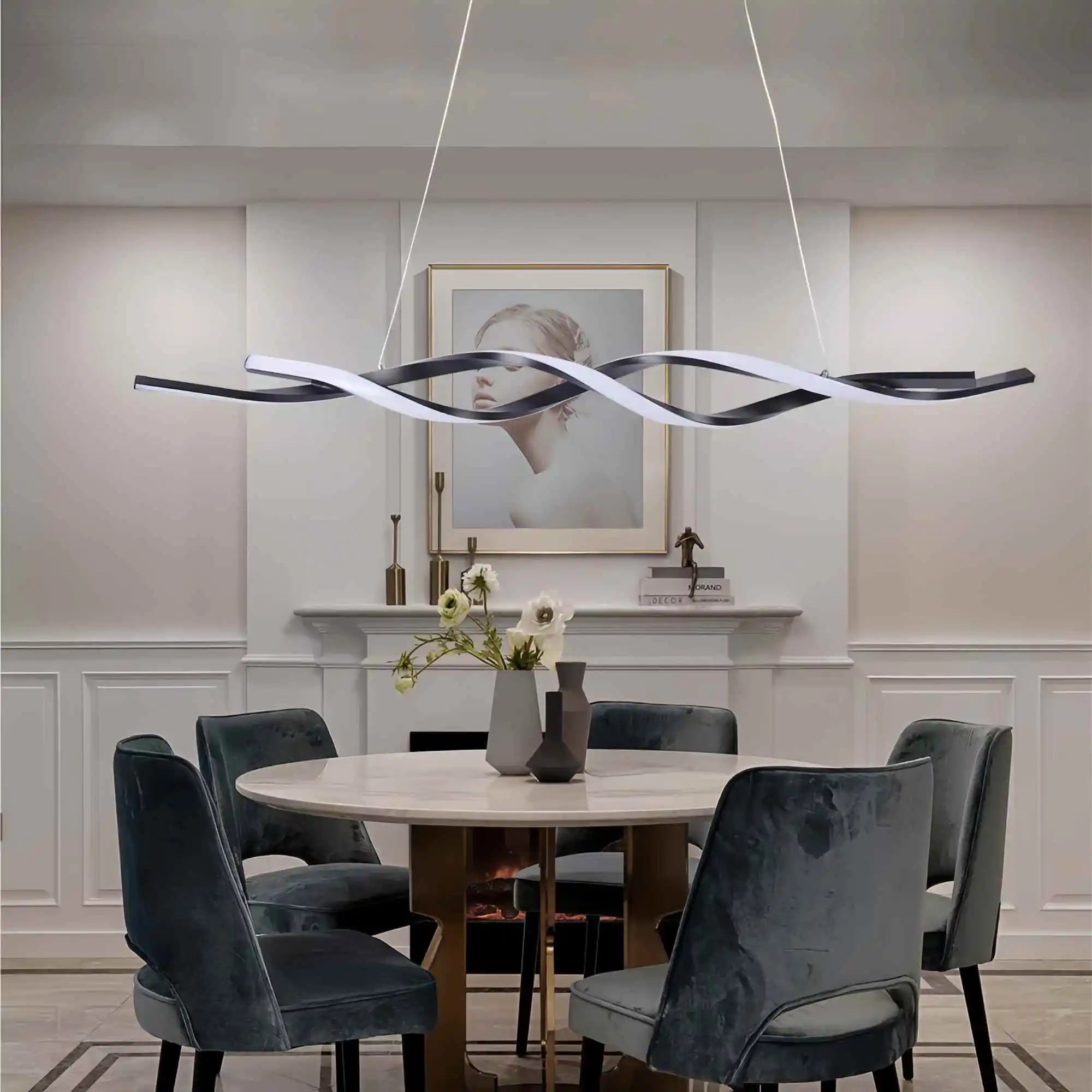 flairel LED Linear Wave Chandelier for Dining Room
