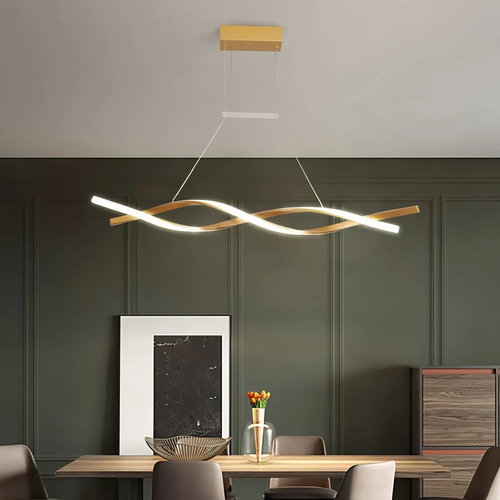 flairel LED Linear Wave Chandelier for Dining Room