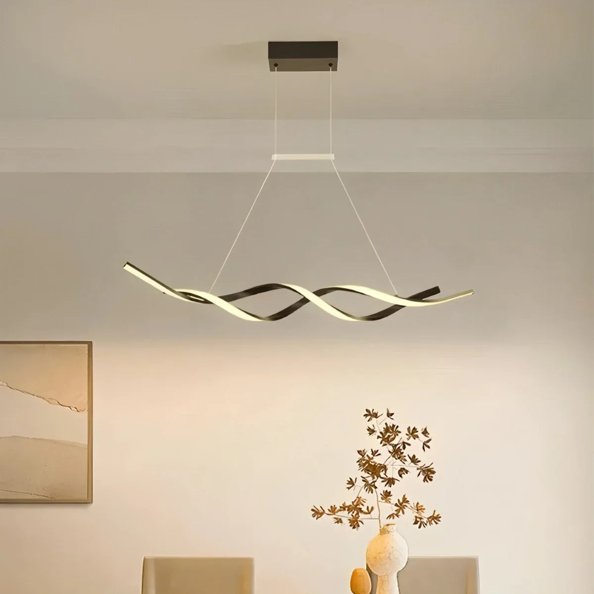 flairel LED Linear Wave Chandelier for Dining Room