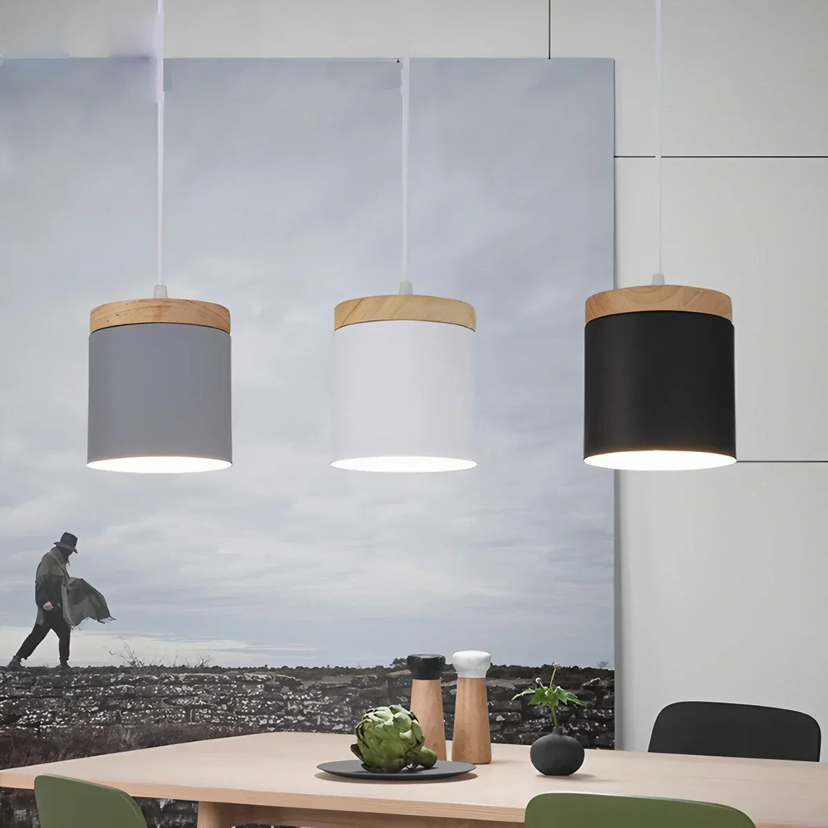 flairel Laetus Modern Wood Accent Pendant Light