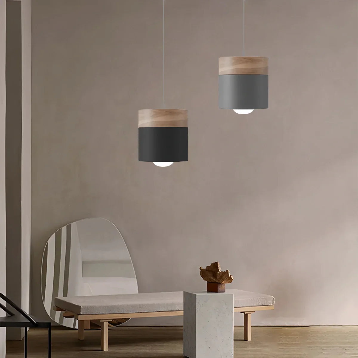 flairel Laetus Modern Wood Accent Pendant Light