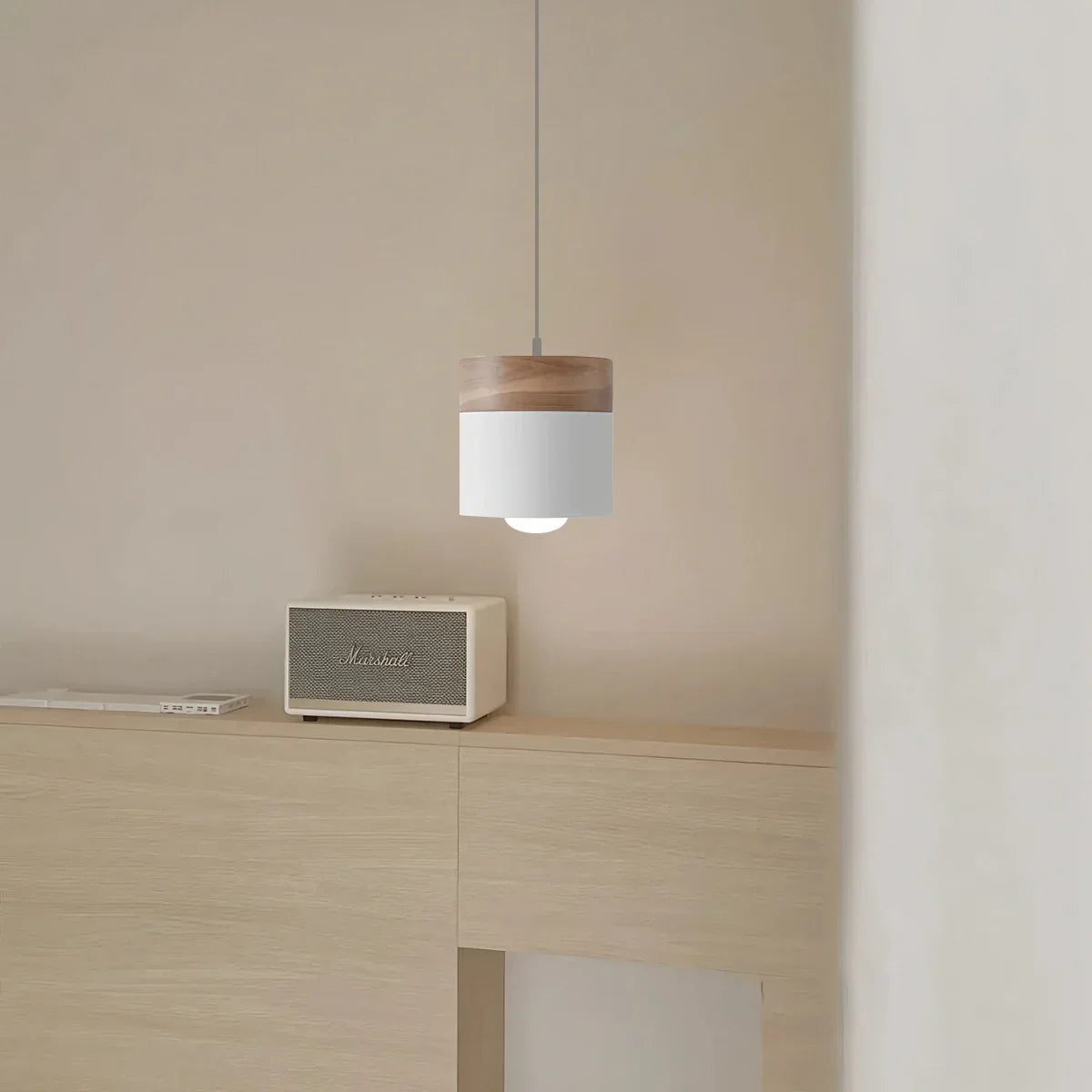 flairel Laetus Modern Wood Accent Pendant Light