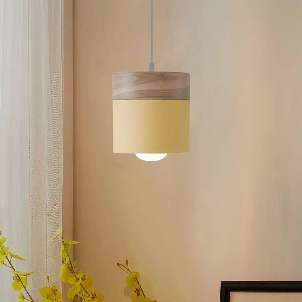 flairel Laetus Modern Wood Accent Pendant Light