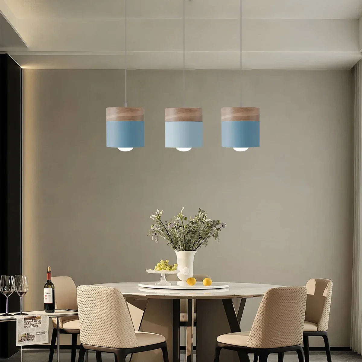 flairel Laetus Modern Wood Accent Pendant Light