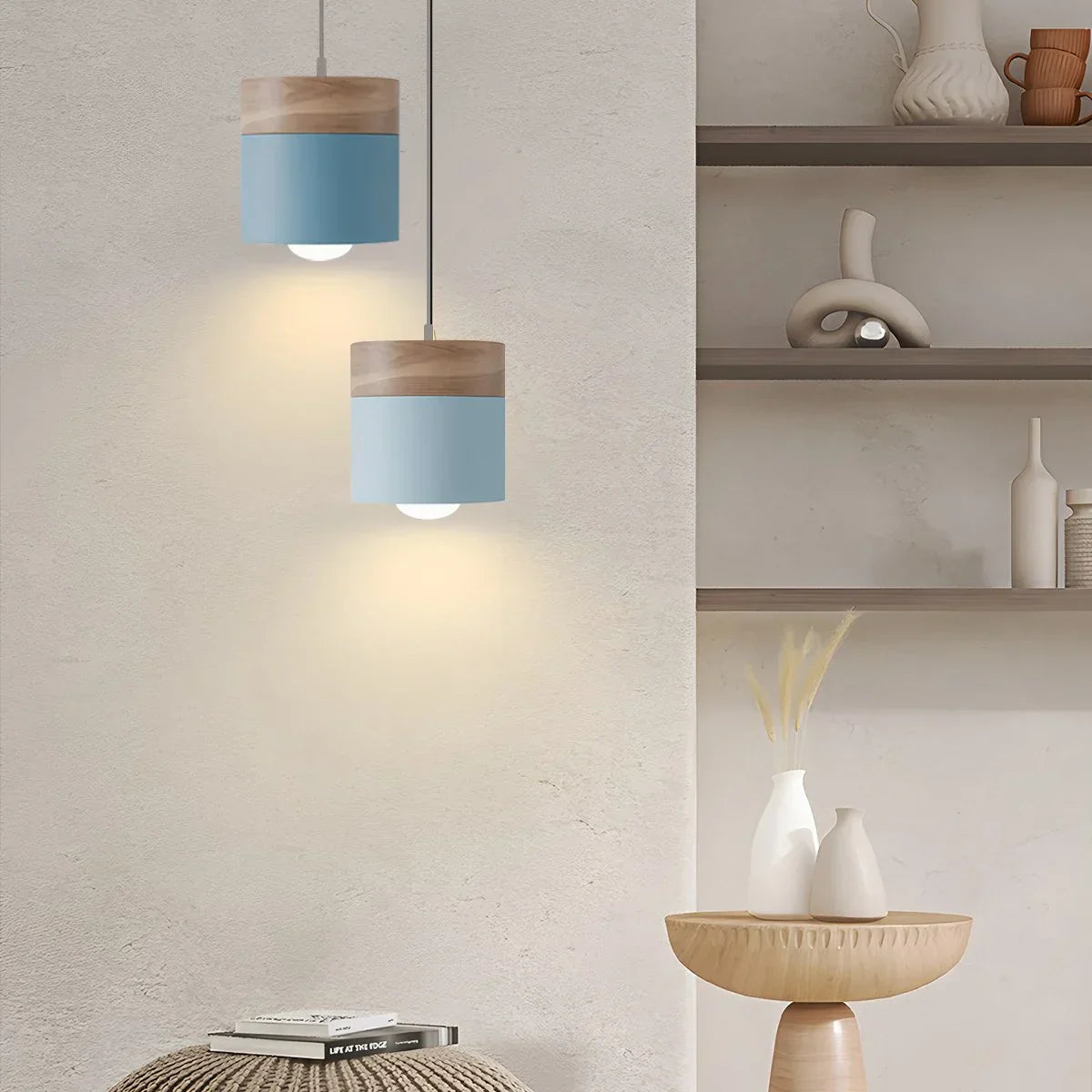flairel Laetus Modern Wood Accent Pendant Light