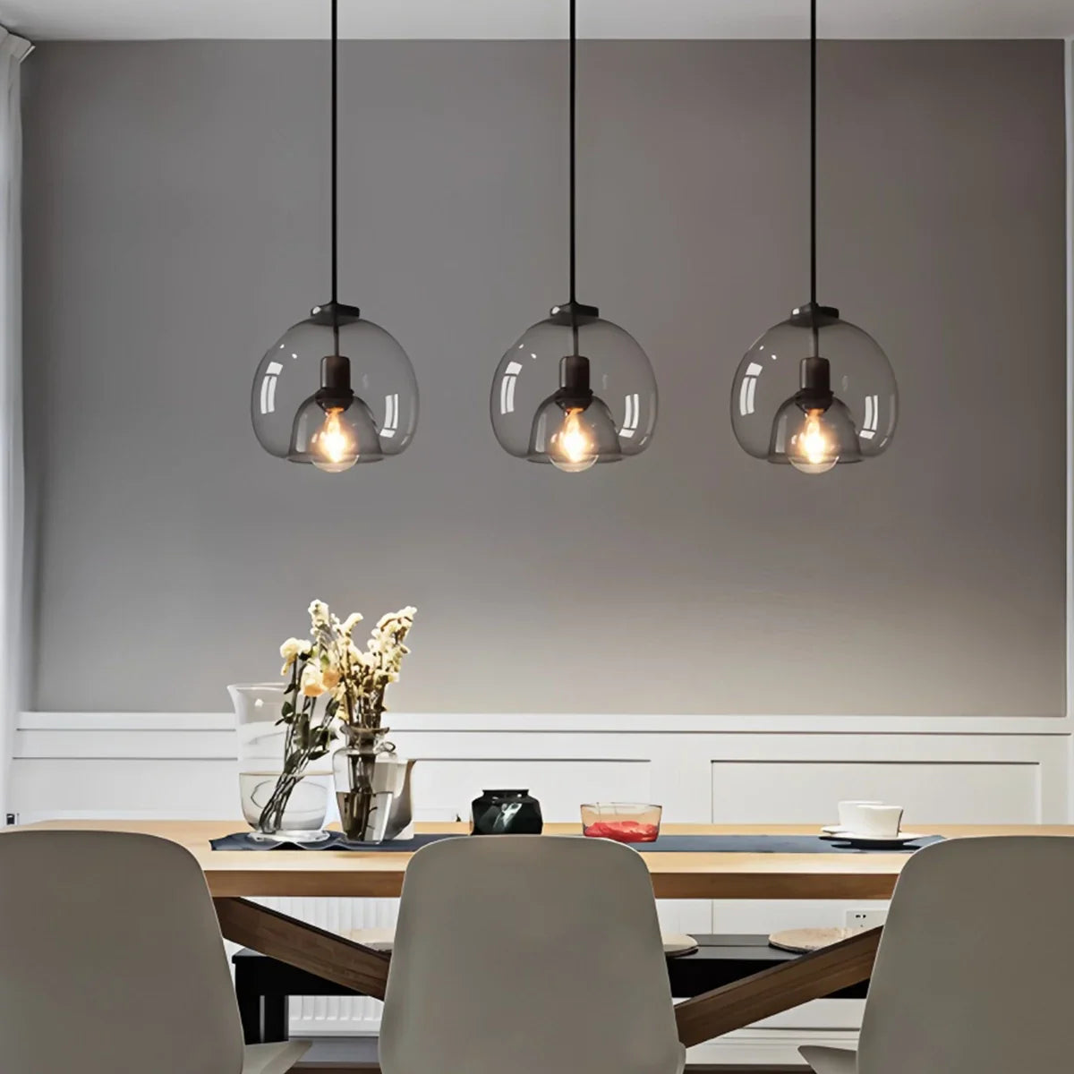 flairel Smoky Grey Glass Pendant Light