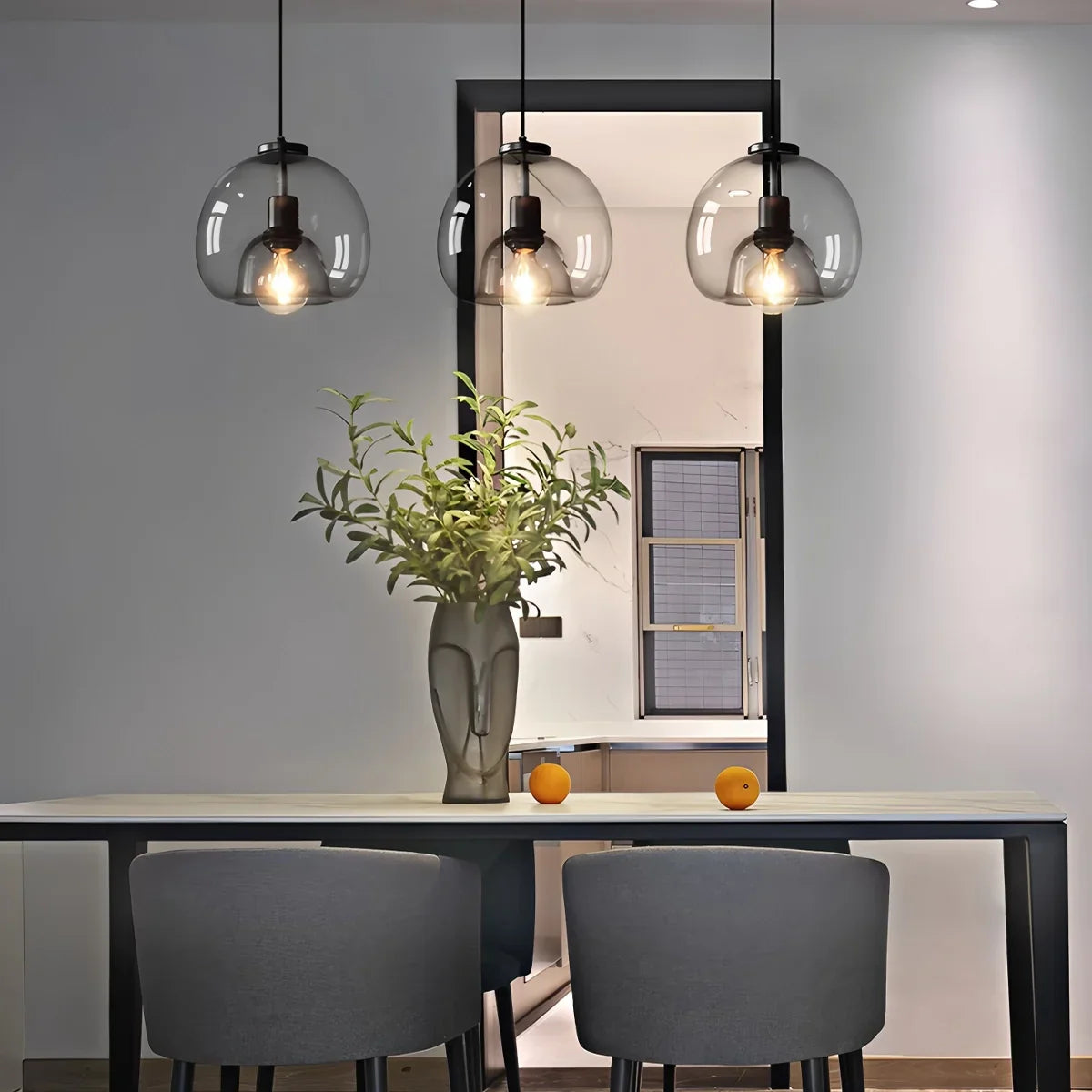 flairel Smoky Grey Glass Pendant Light