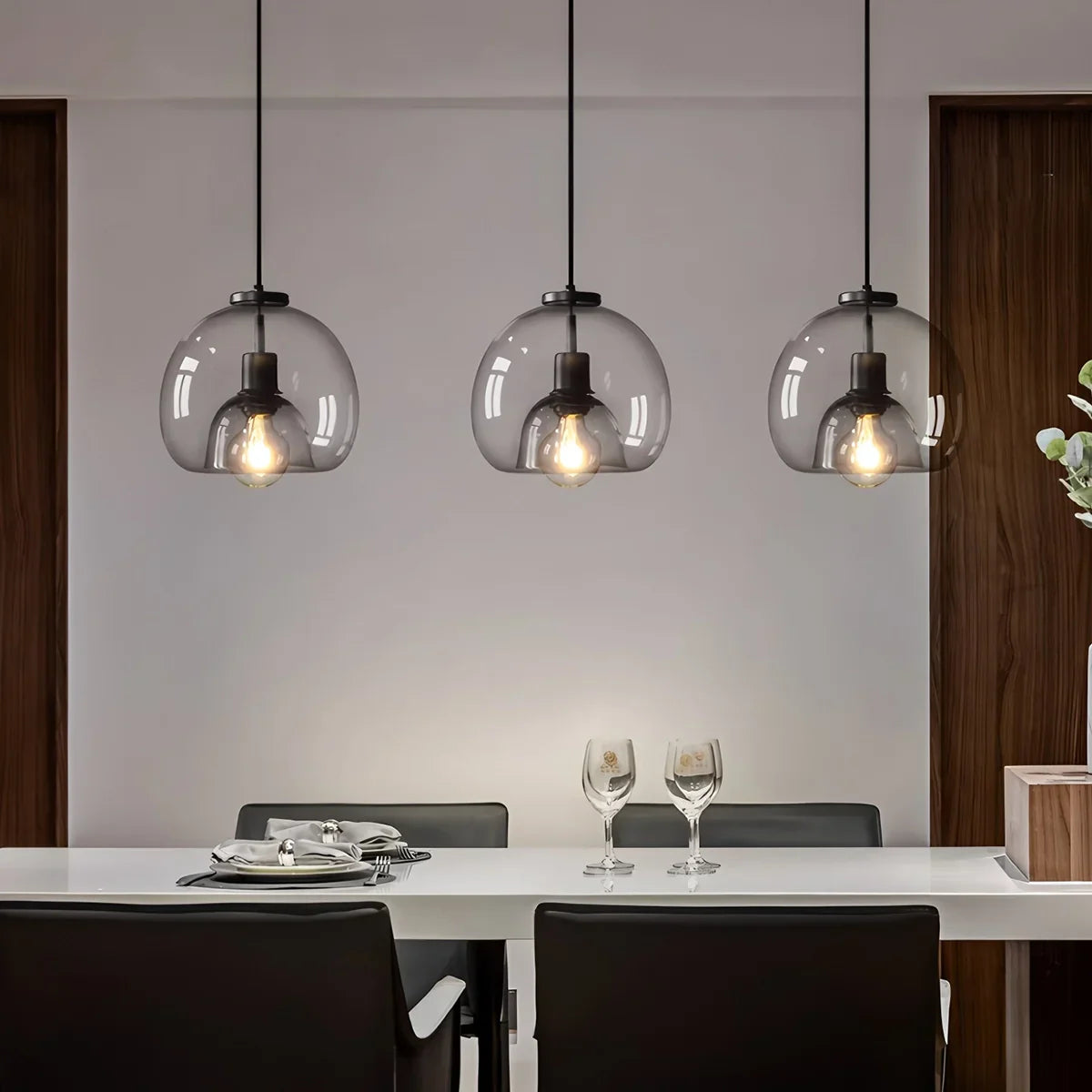 flairel Smoky Grey Glass Pendant Light