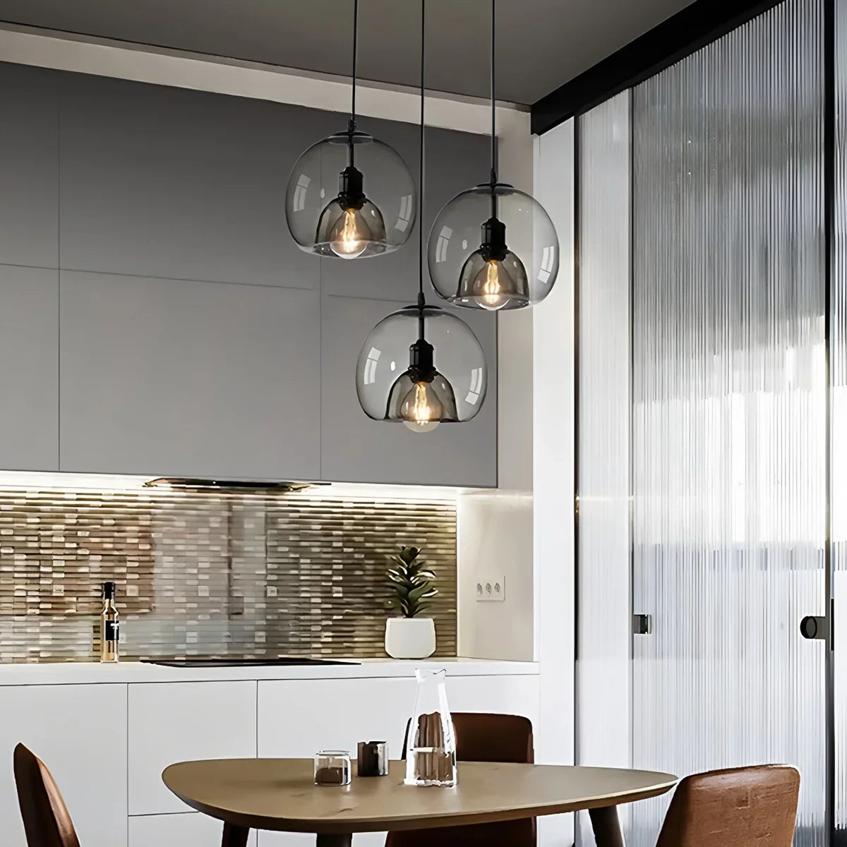 flairel Smoky Grey Glass Pendant Light
