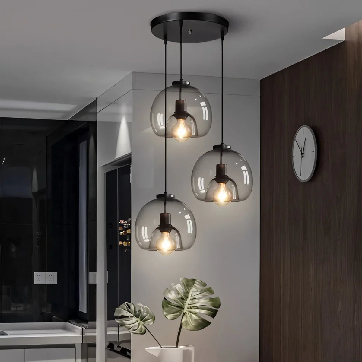 flairel Smoky Grey Glass Pendant Light