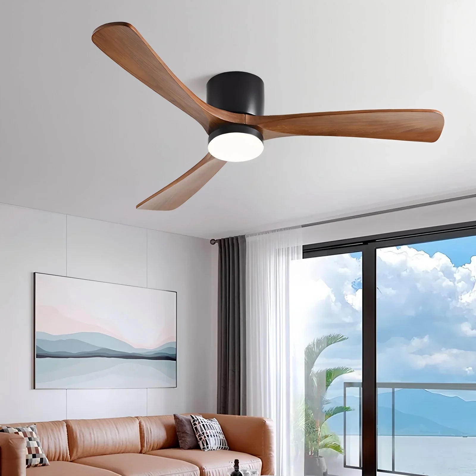flairel Large Low Profile Ceiling Fan with Light