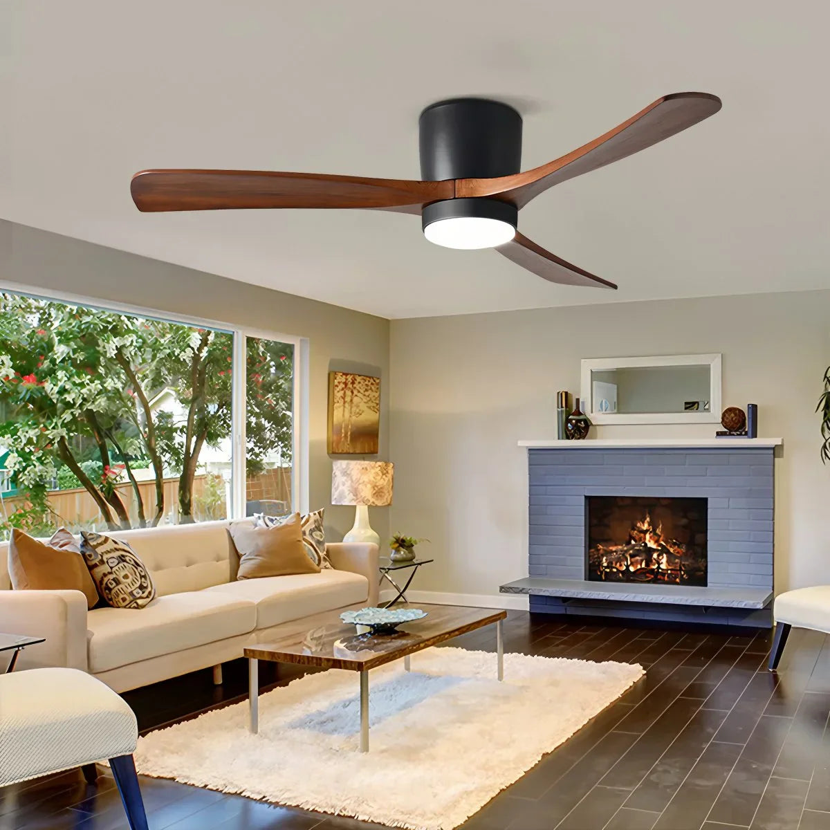 flairel Large Low Profile Ceiling Fan with Light