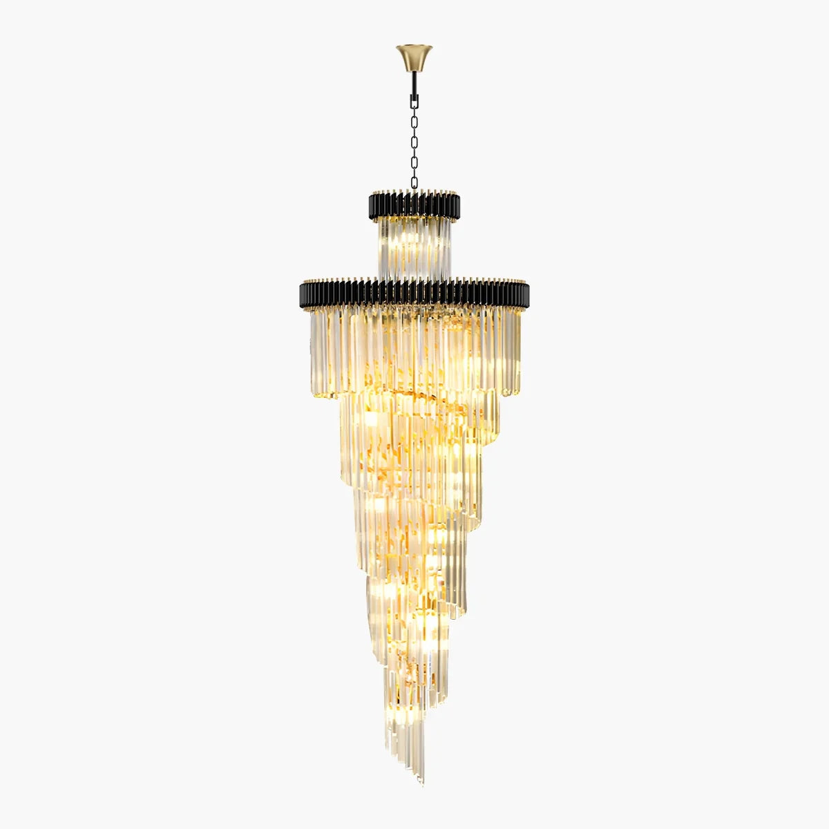 flairel Large Luxury Crystal Long Chandelier