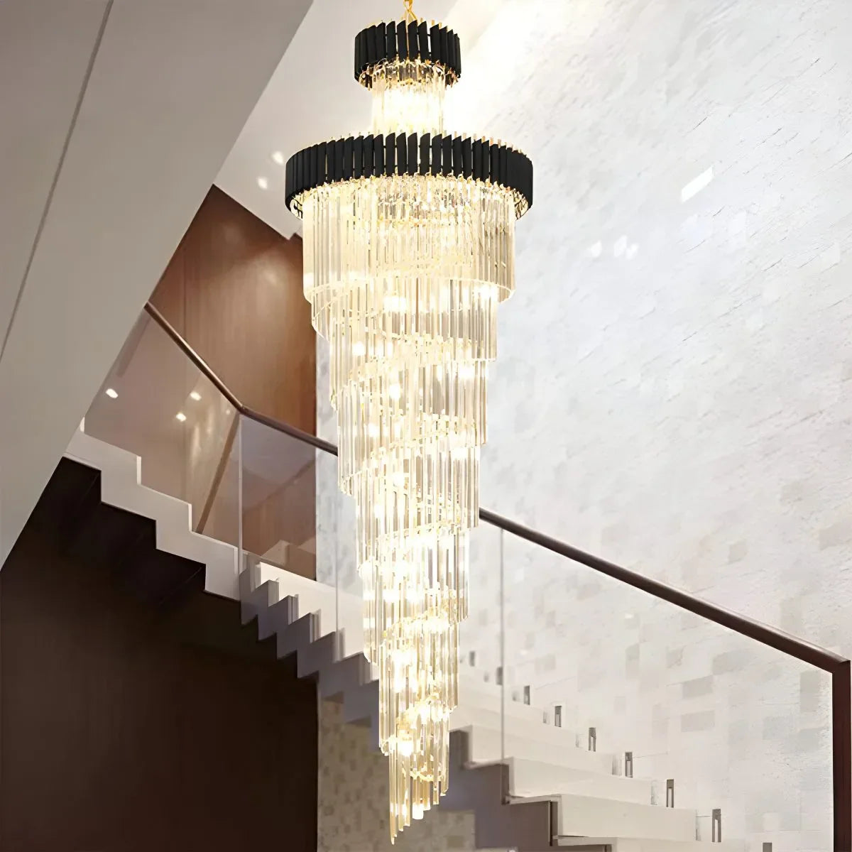 flairel Large Luxury Crystal Long Chandelier