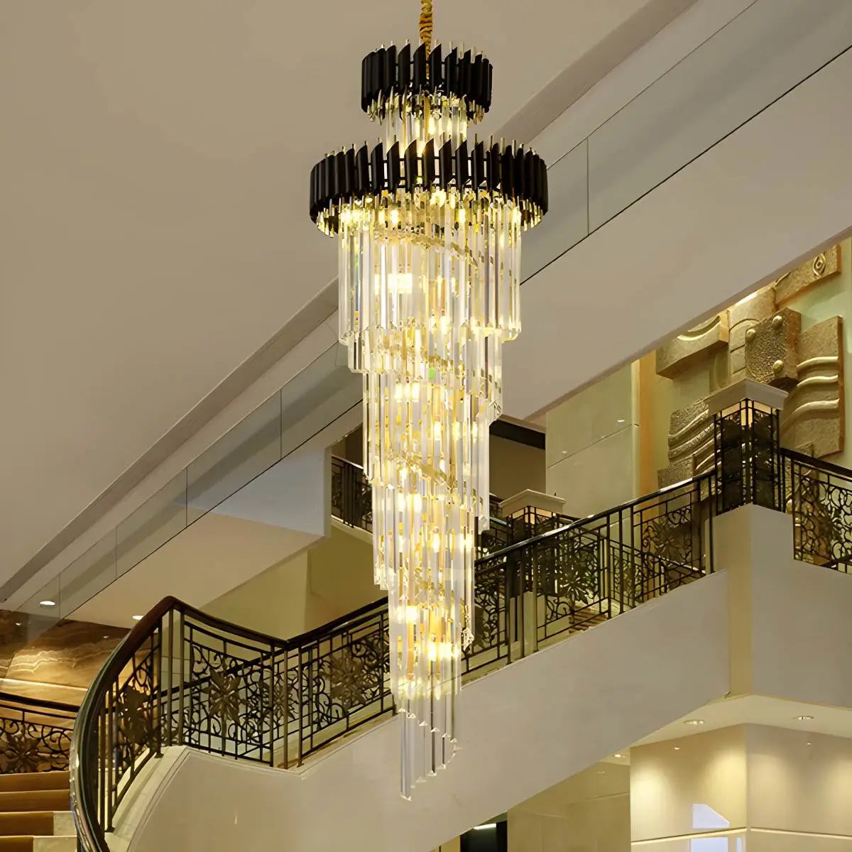 flairel Large Luxury Crystal Long Chandelier