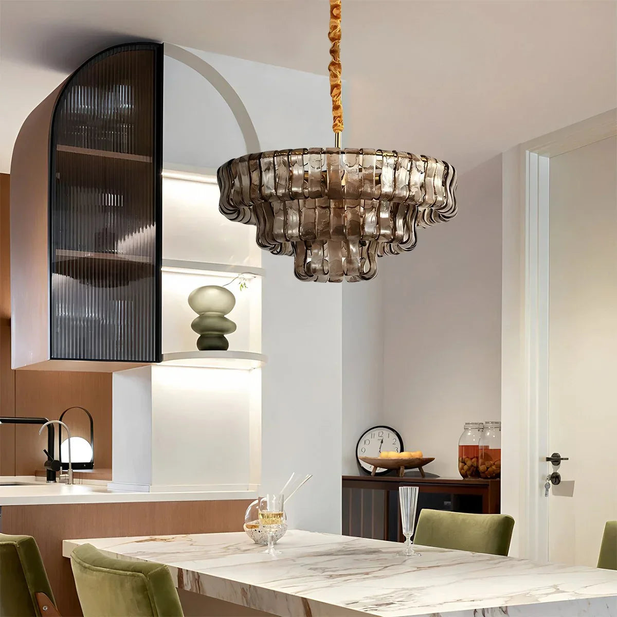 flairel Light Luxury Murano Ring Layered Glass Chandelier