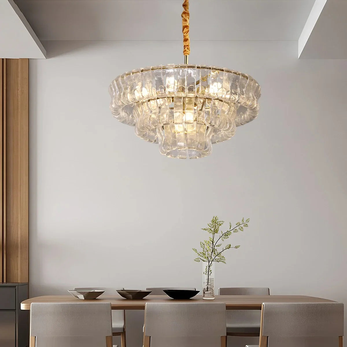 flairel Light Luxury Murano Ring Layered Glass Chandelier