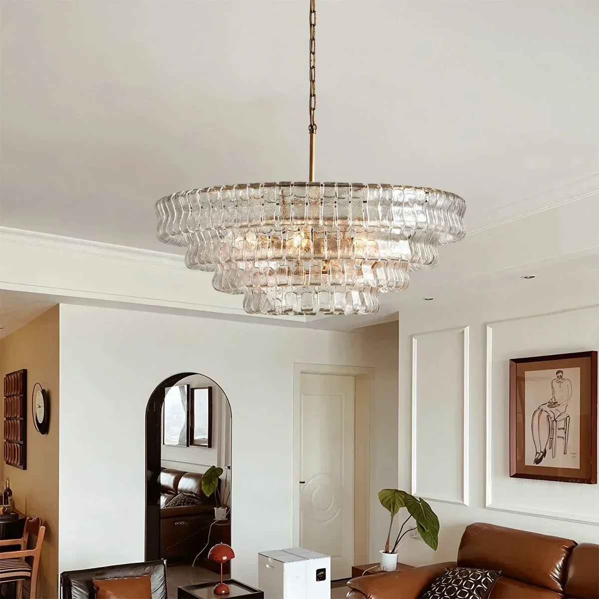 flairel Light Luxury Murano Ring Layered Glass Chandelier